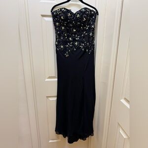 Black Sequin Embellished Strapless Gown
